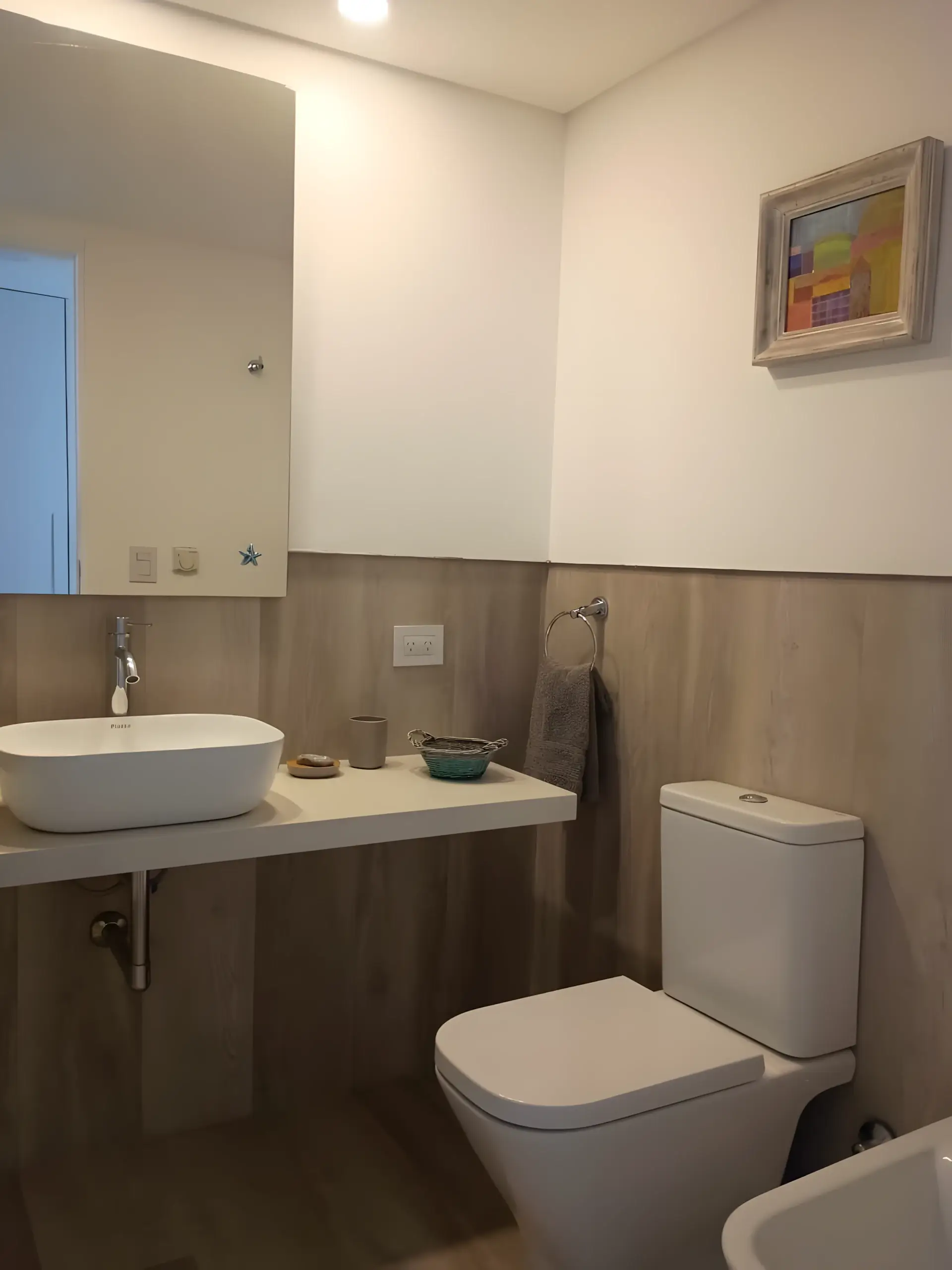 Baño completo con bacha de apoyo e inodoro